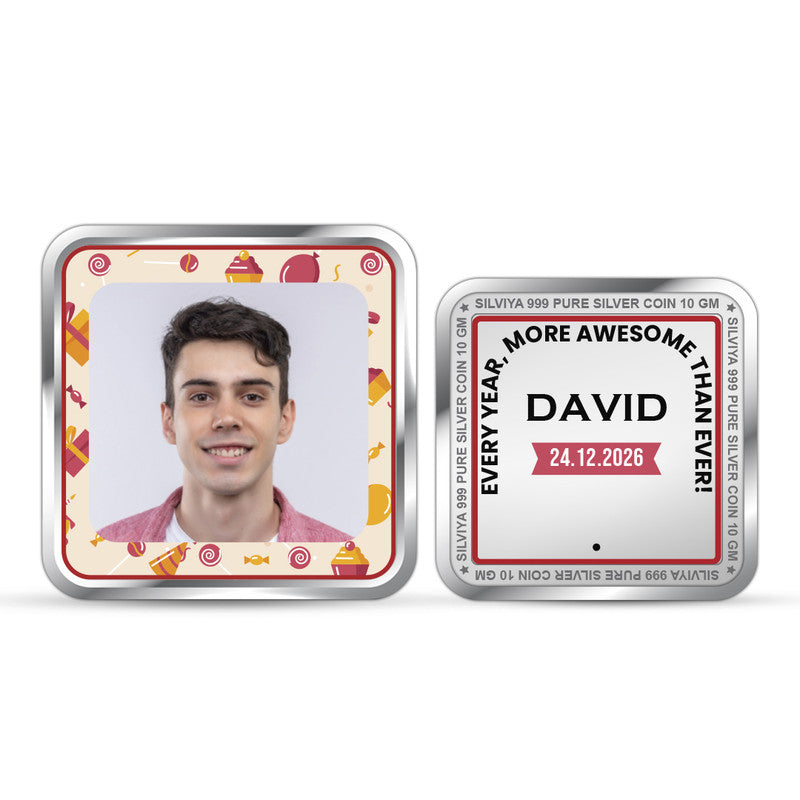 Happy Birthday Treat Customized 999 Pure Silver Square Coin
