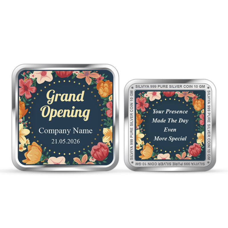 New Office Opening Customized 999 Pure Silver Square Coin