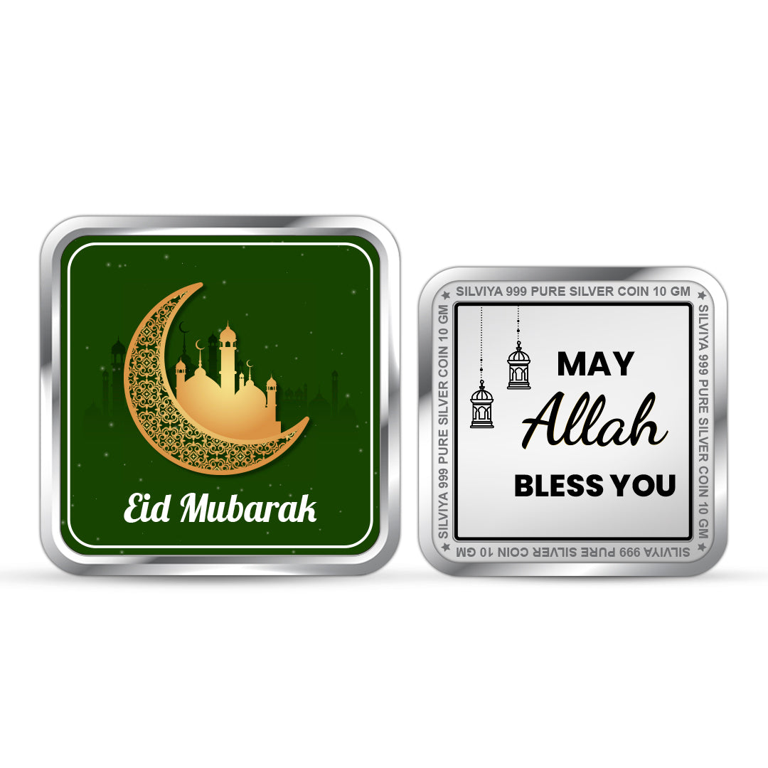 Eid 999 Pure Silver Coin Square Shape