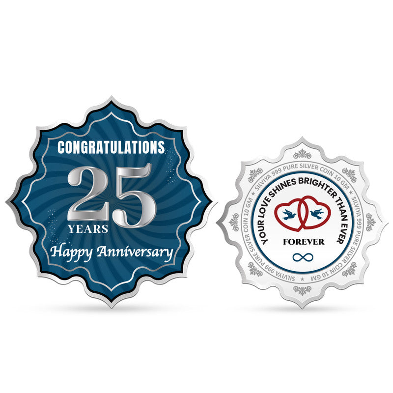 Silver Jubilee 999 Pure Silver Coin with Lotus Shape – Front and Back View