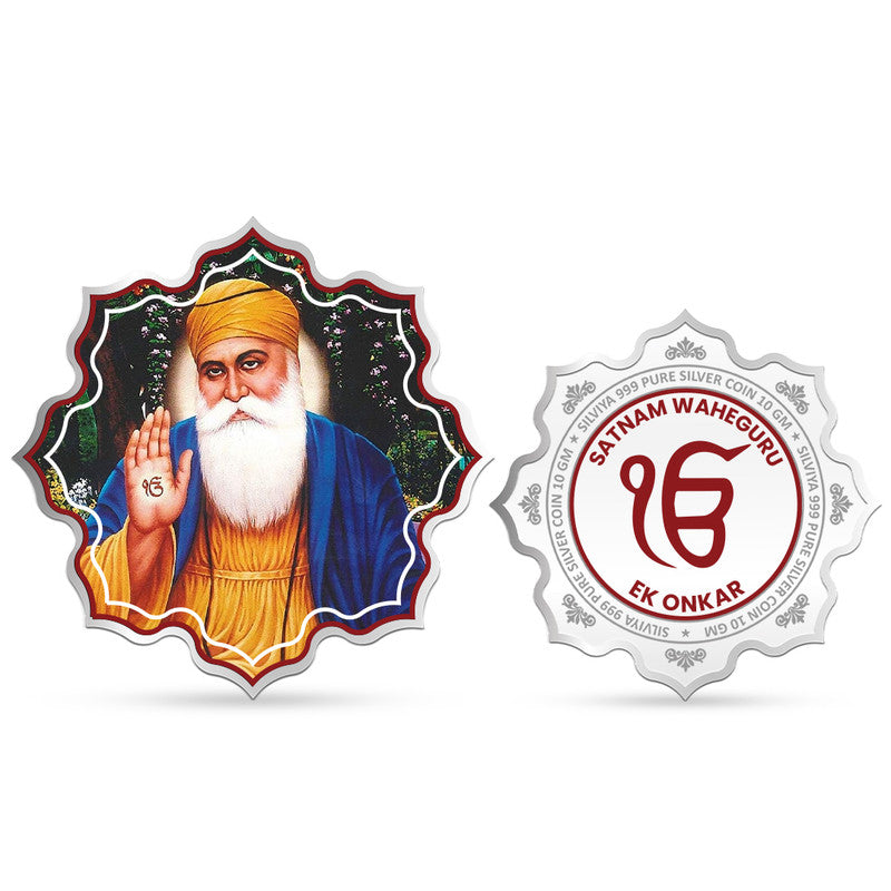 Wahe Guru Nanak Devi Ji 999 Pure Silver Coin Lotus Shape