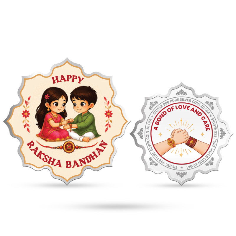 Rakshabandhan 999 Pure Silver Coin Lotus Shape