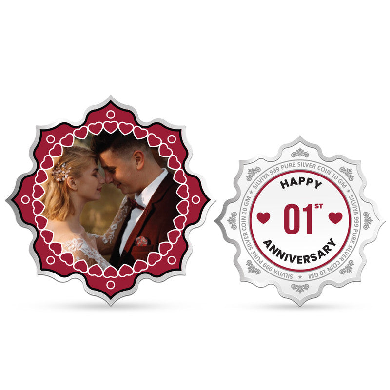 Customized 1st Anniversary Love 999 Pure Silver Coin Lotus