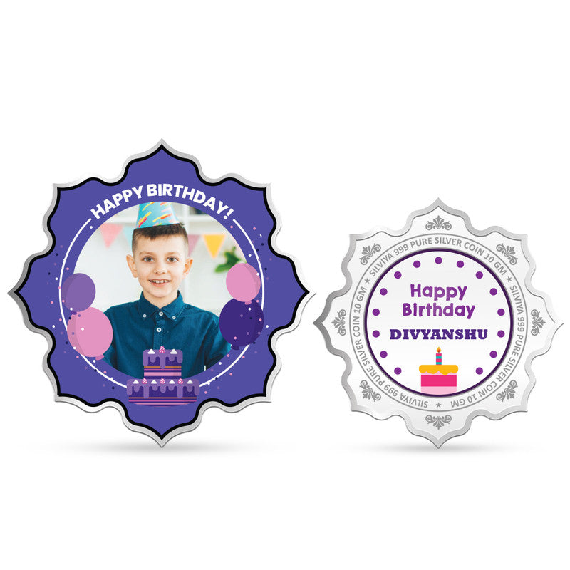 Customized 999 Pure Silver Birthday Coin Gift Lotus Shape