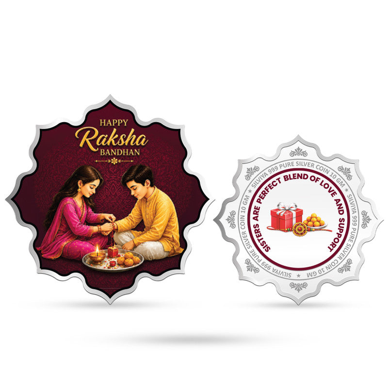 Raksha Bandhan 999 Pure Silver Coin Lotus Shape