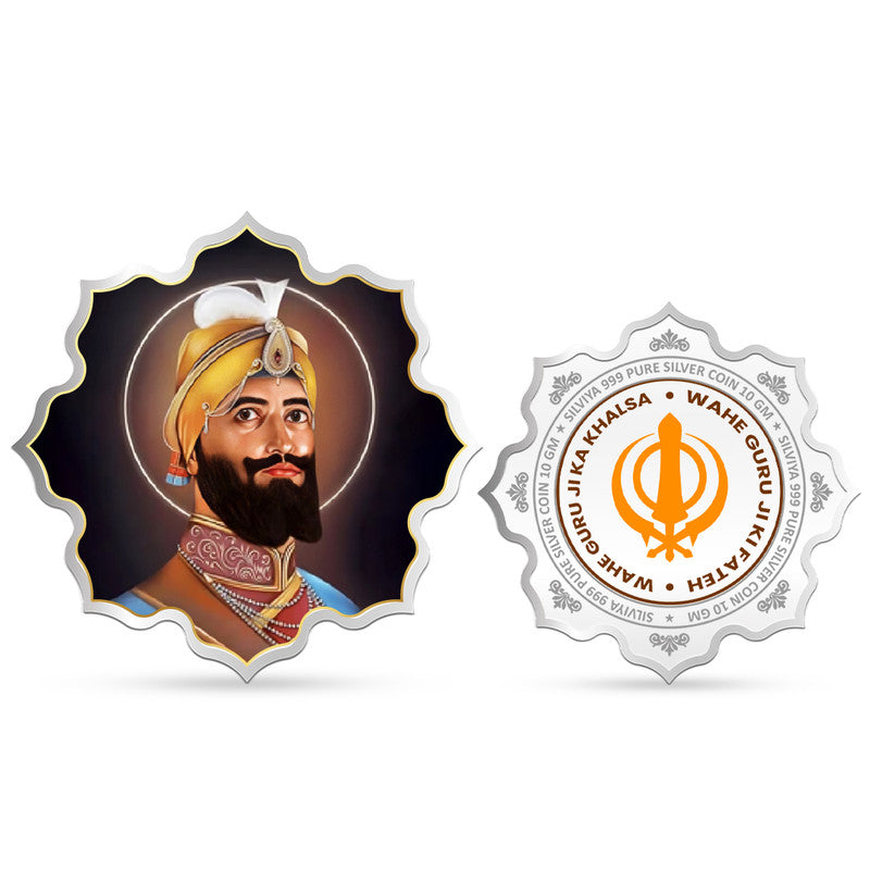 Guru Gobind Singh Ji 999 Pure Silver Coin Lotus Shape