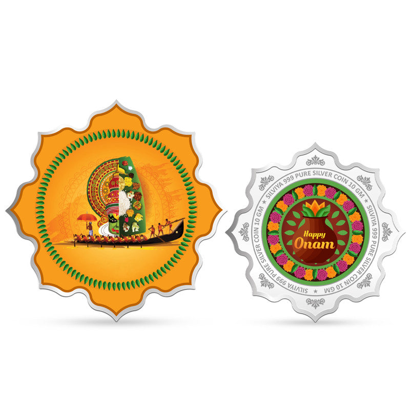 Onam Festival Special 999 Pure Silver Coin Lotus Shape
