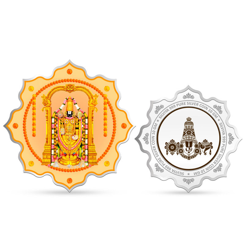 Tirupati Bala Ji Maharaj 999 Pure Silver Coin Lotus Shape