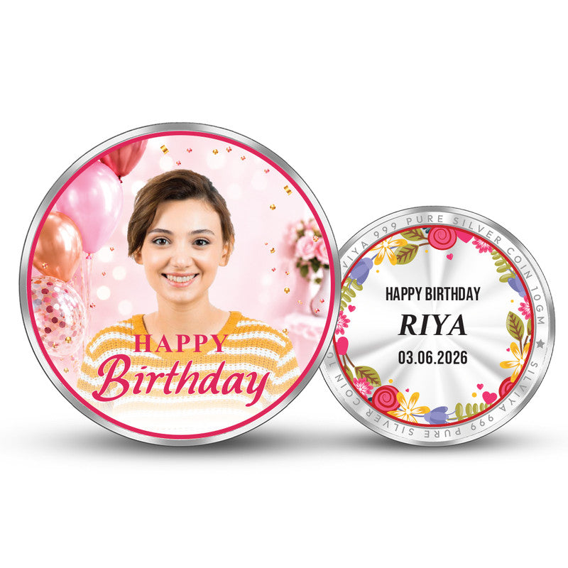 Birthday Celebration Personalized 999 Pure Silver Round Coin