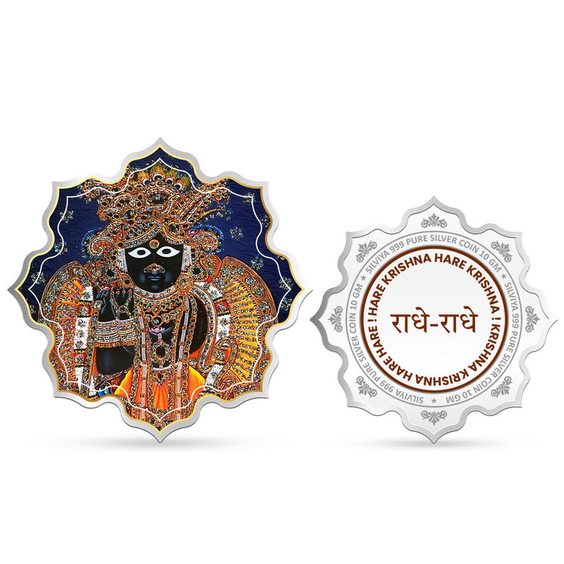 Bankey Bihari Ji 999 Pure Silver Coin Lotus Shape