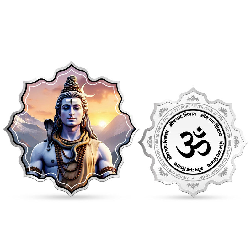 Lord Shiva 999 Pure Silver Coin Lotus Shape