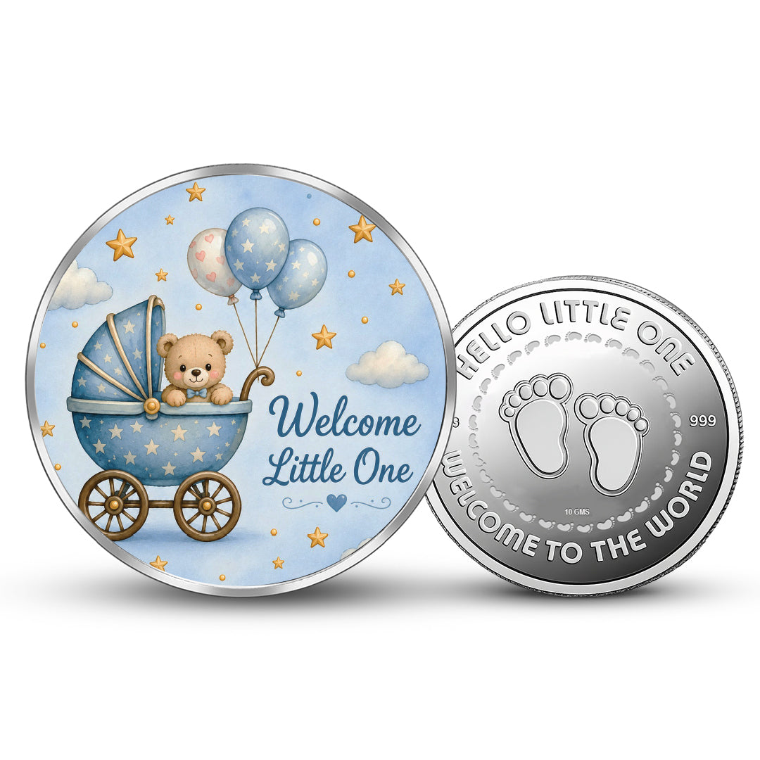 Newborn 999 Pure Silver Coin Welcome Little One Design Round Shape