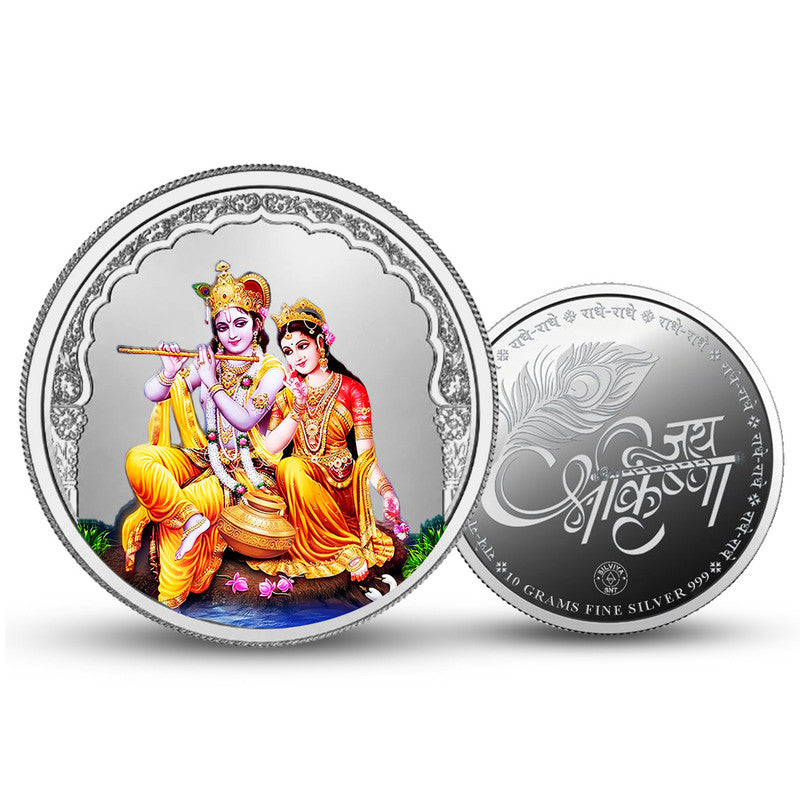 Radha & Krishan Ji 999 Pure Silver Coin Round Shape