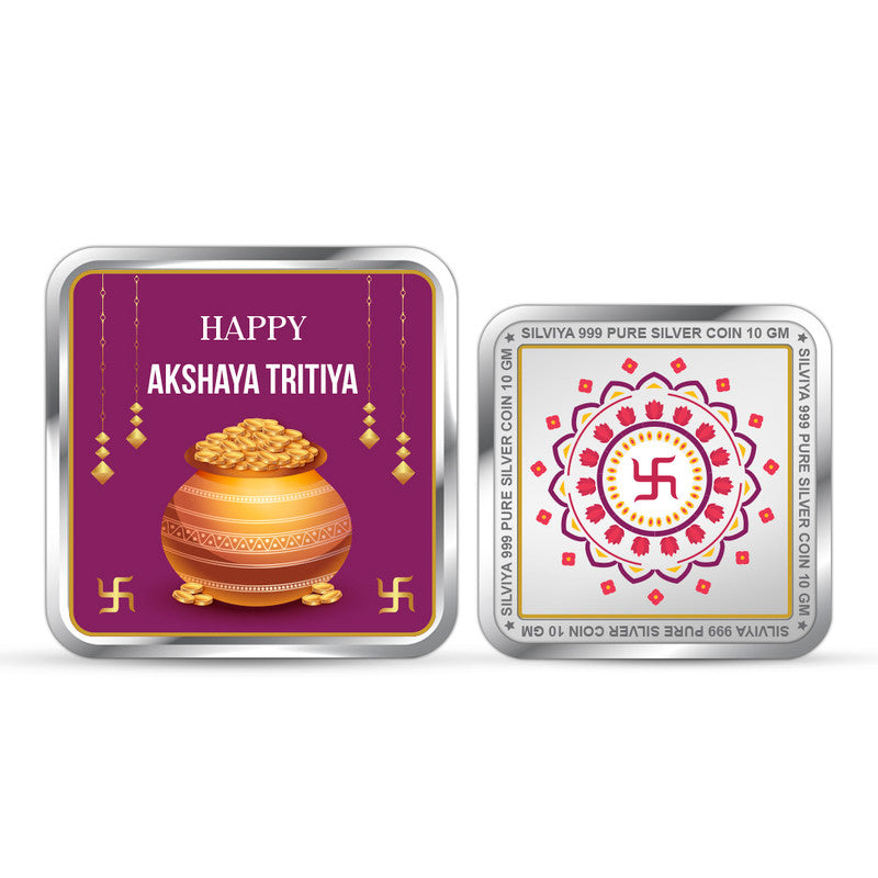 Akshaya Tritiya 999 Pure Silver Coin Square Shape