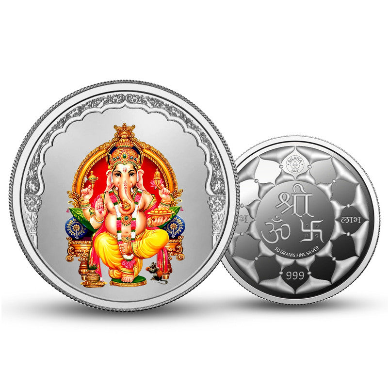 Lord Ganpati Ji 999 Pure Silver Coin Round Shape