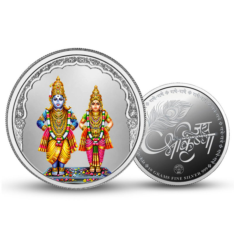 Shri Vitthal & Rukmini Ji 999 Pure Silver Coin Round Shape