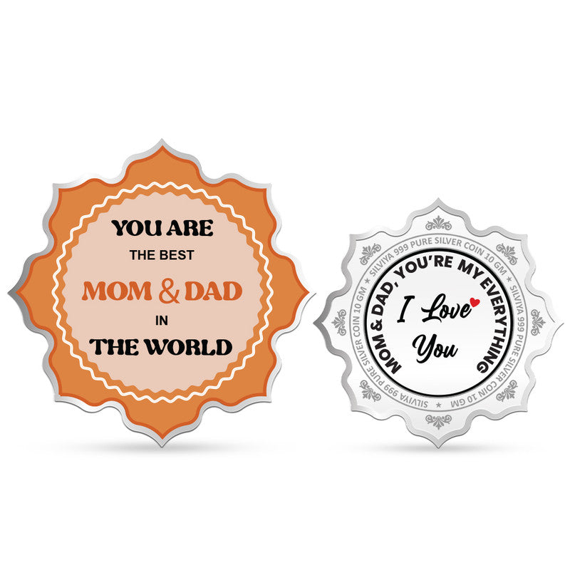 Best Mom And Dad Gift 999 Pure Silver Coin Lotus Shape
