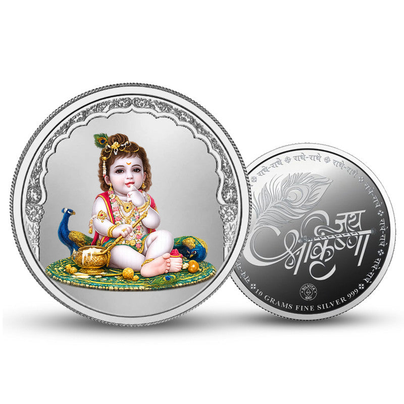 Little Kanha Ji 999 Pure Silver Coin Round Shape