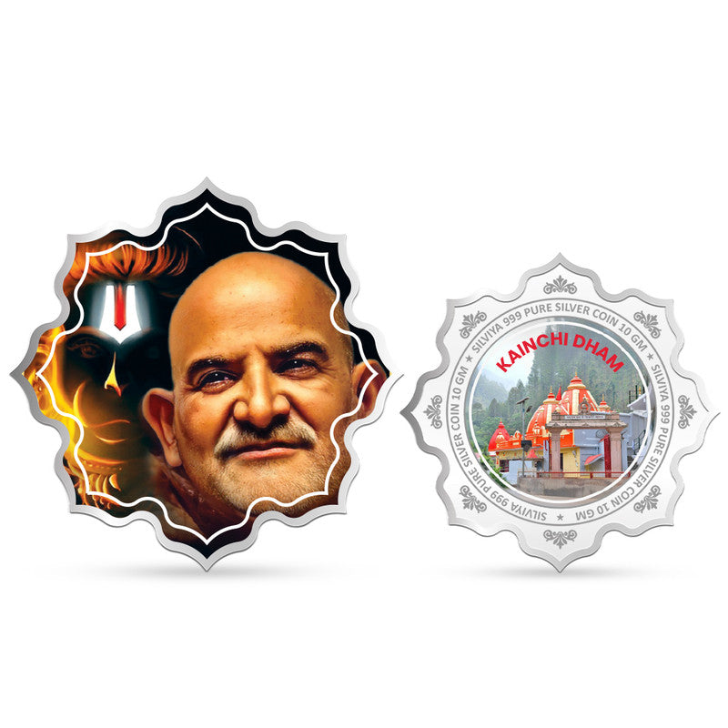 Baba Neeb Karori Kainchi Dham 999 Pure Silver Coin Lotus Shape