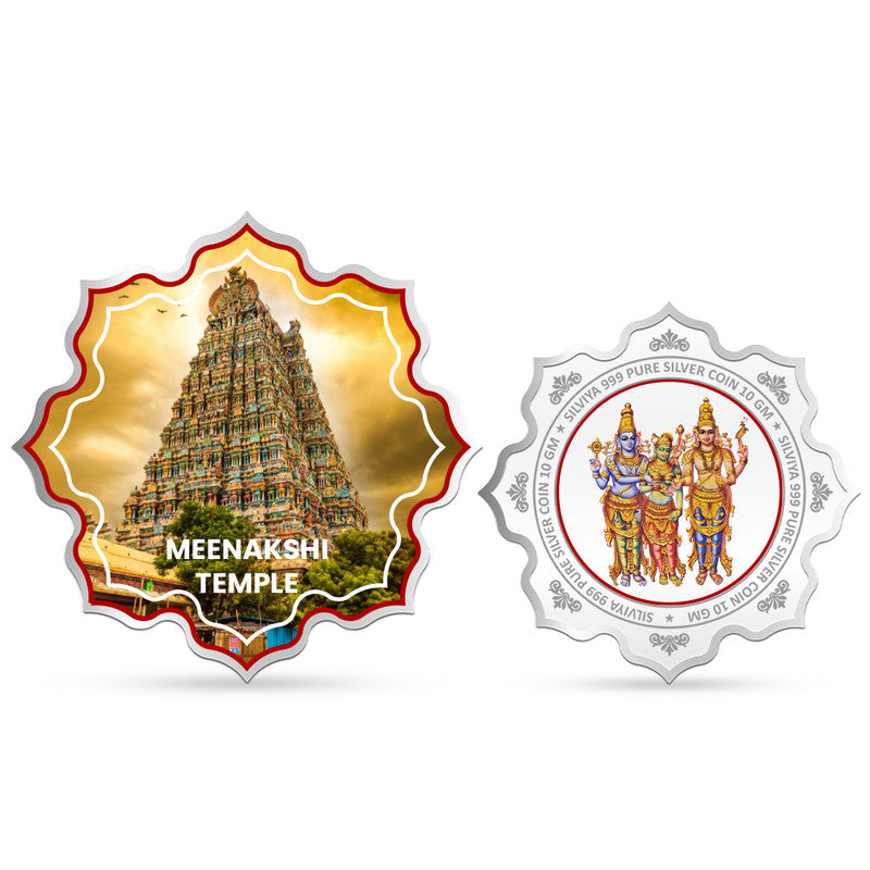 Meenakshi Amman Temple 999 Pure Silver Coin Lotus Shape