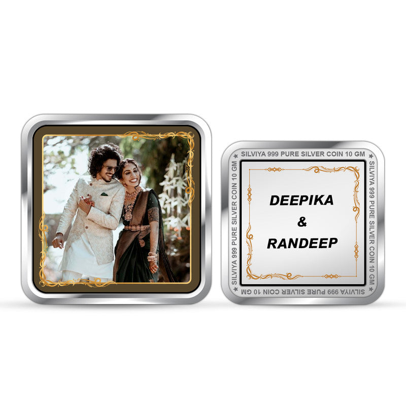 Timeless Square 999 Pure Silver Anniversary Treasure Coin – Front and Back View