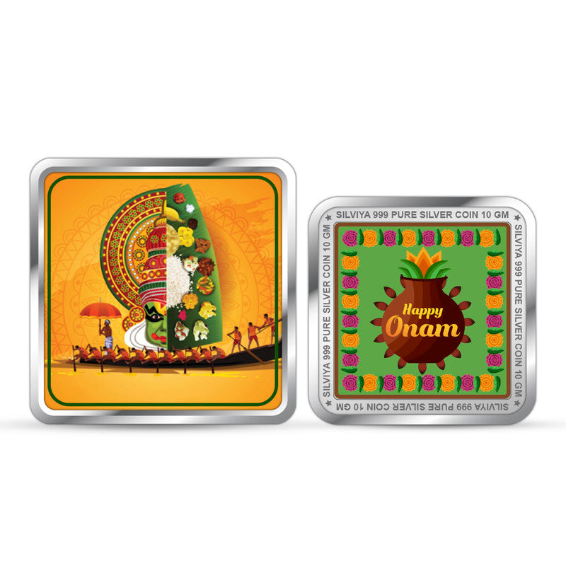 Onam Festival Special 999 Pure Silver Coin Square Shape