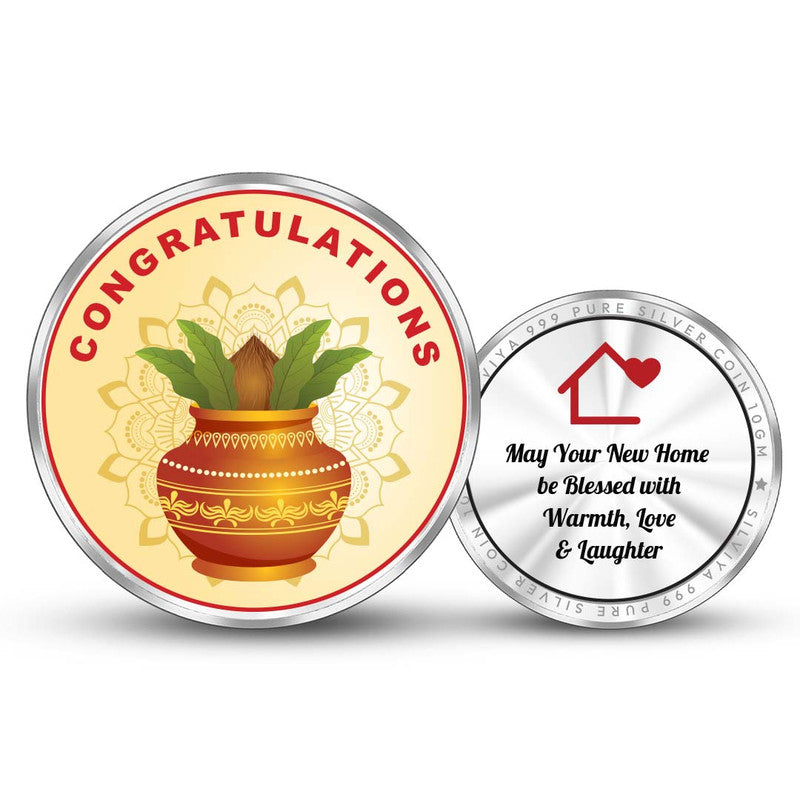 Front and backside of round 999 pure silver house inauguration coin.