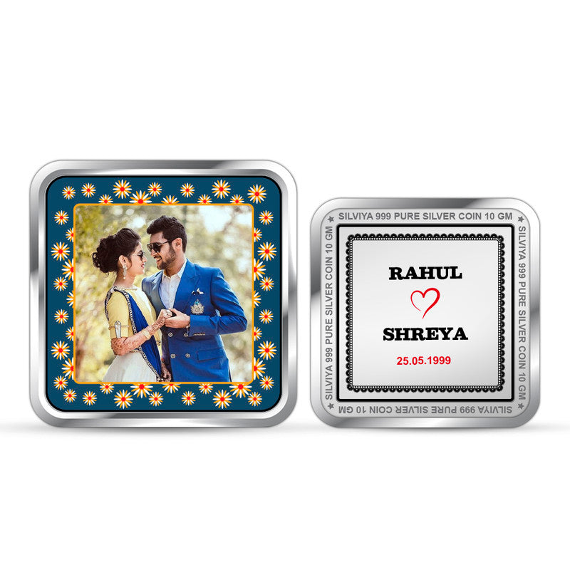 Anniversary Forever 999 Pure Silver Square Coin – Front and Back View