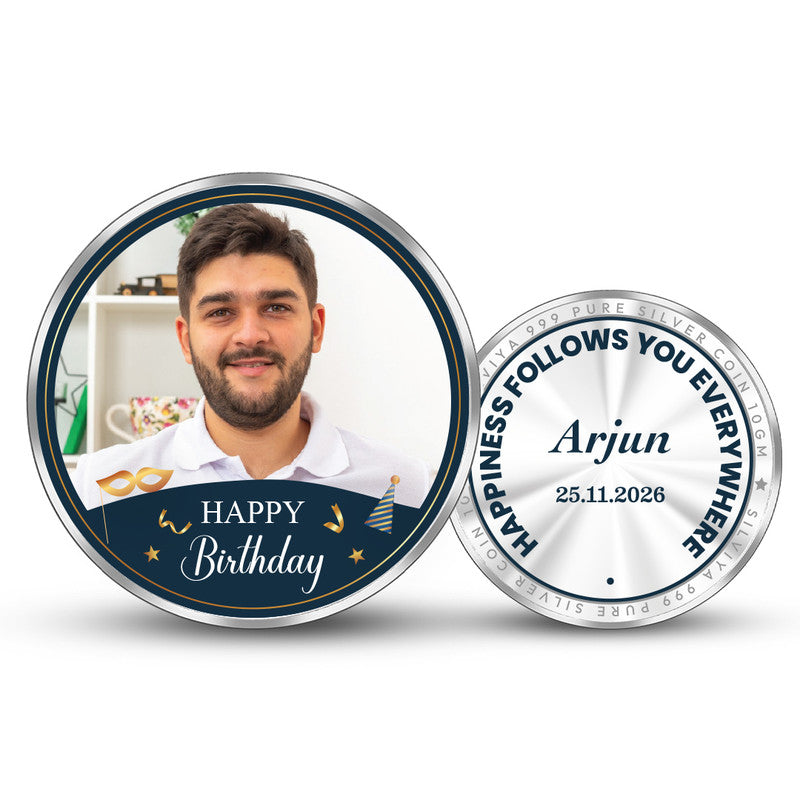 Happy Birthday Customized 999 Pure Silver Coin Round Shape