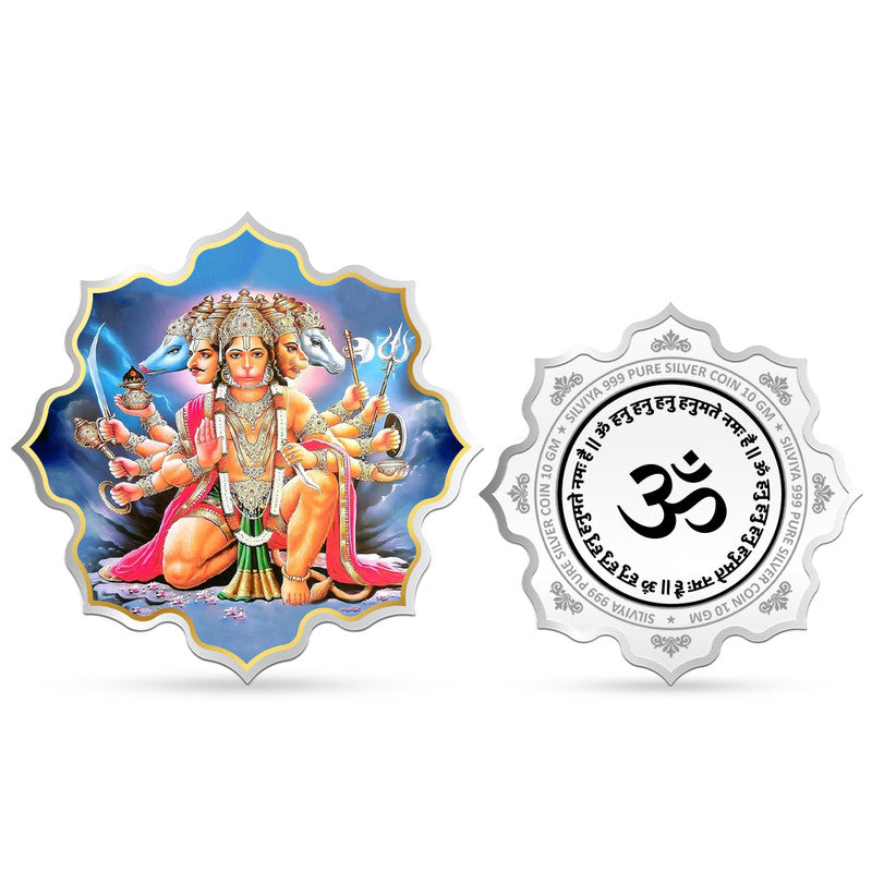 Hanuman Ji 999 Pure Silver Coin Lotus Shape