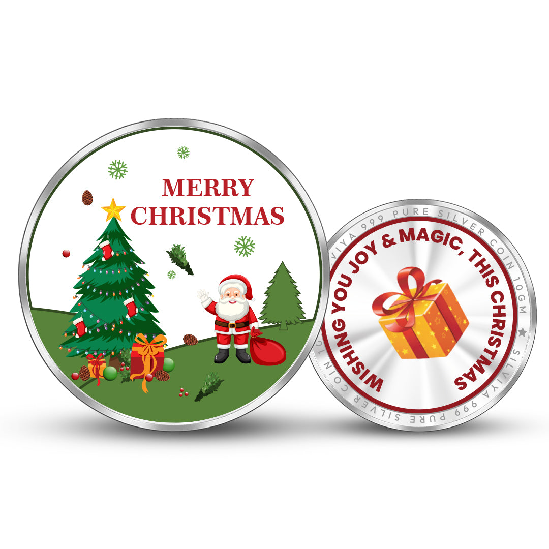 Christmas Tree 999 Pure Silver Coin Round Shape