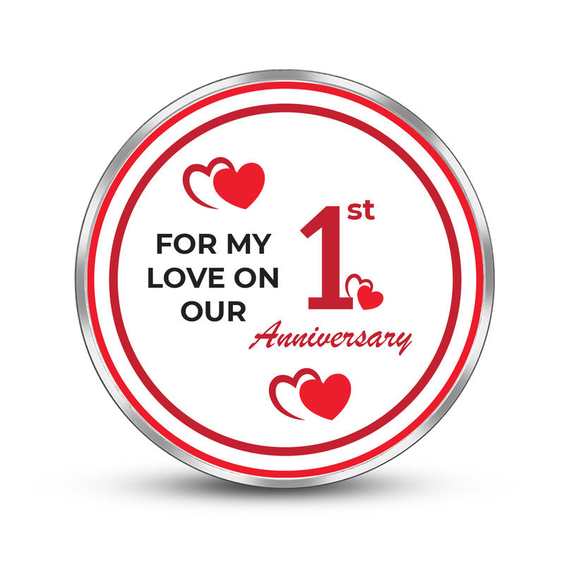 Custom Anniversary Silver Coin – Unique Round Design with Couple Image