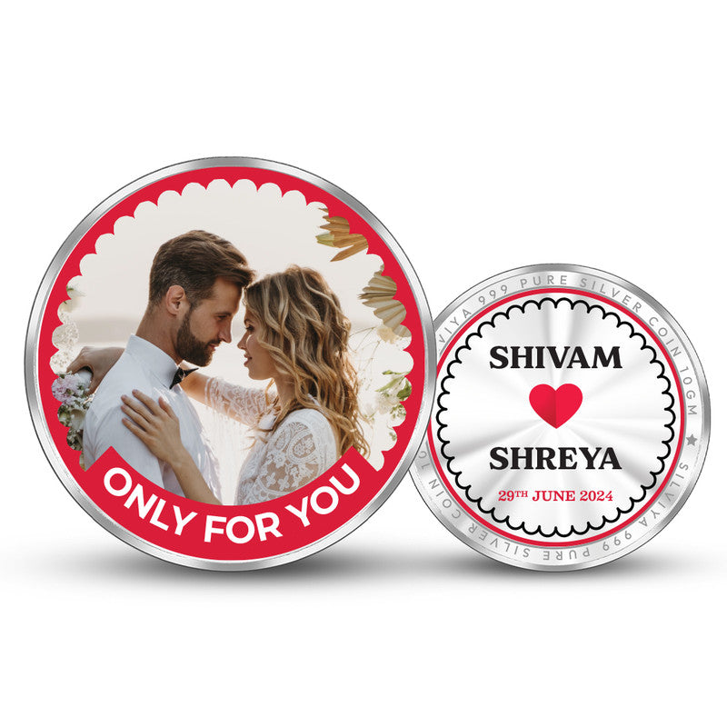 Personalized Commitment of Love 999 Pure Silver Round Coin with Couple Photo