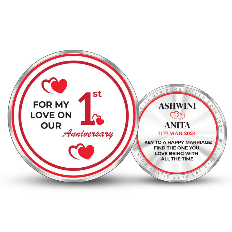 Personalized Anniversary Unique 999 Pure Silver Round Coin with Couple Photo