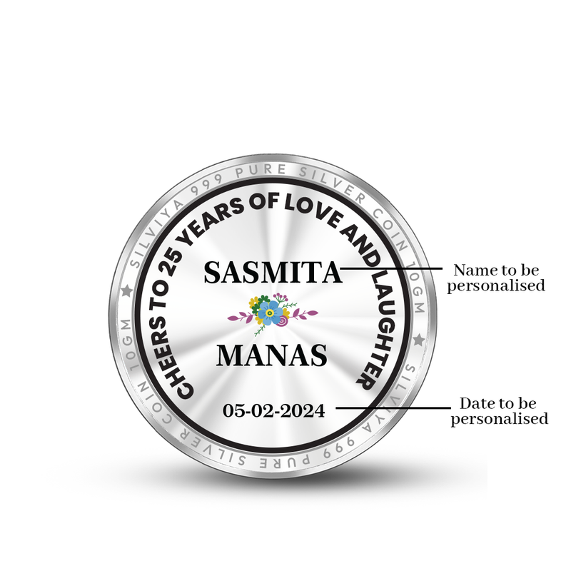 Personalized 25 Anniversary Gift 999 Pure Silver Round Coin