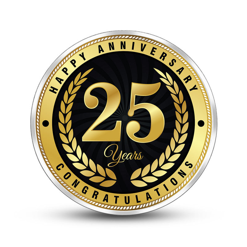 Congratulation 25th Anniversary Silver Coin – Round Front Design Close-Up