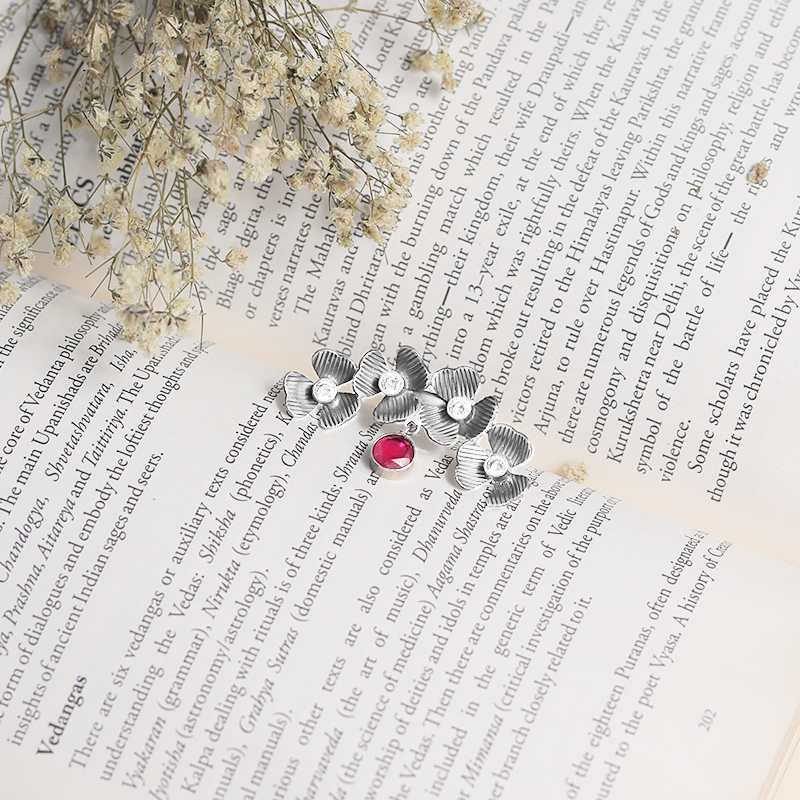 925 Oxidised Unique Flower Design Ring