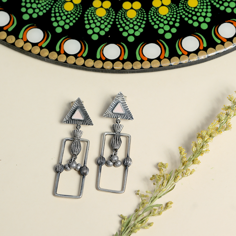 Oxidized Silver Helmer Earrings