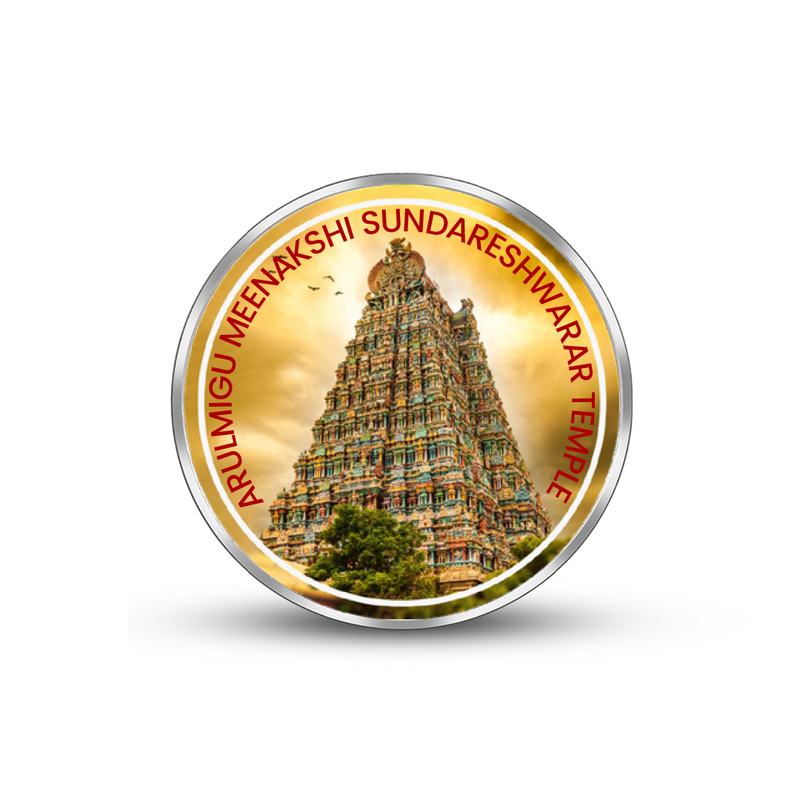 Meenakshi Temple 999 Pure Silver Coin Spiritual Design frontside