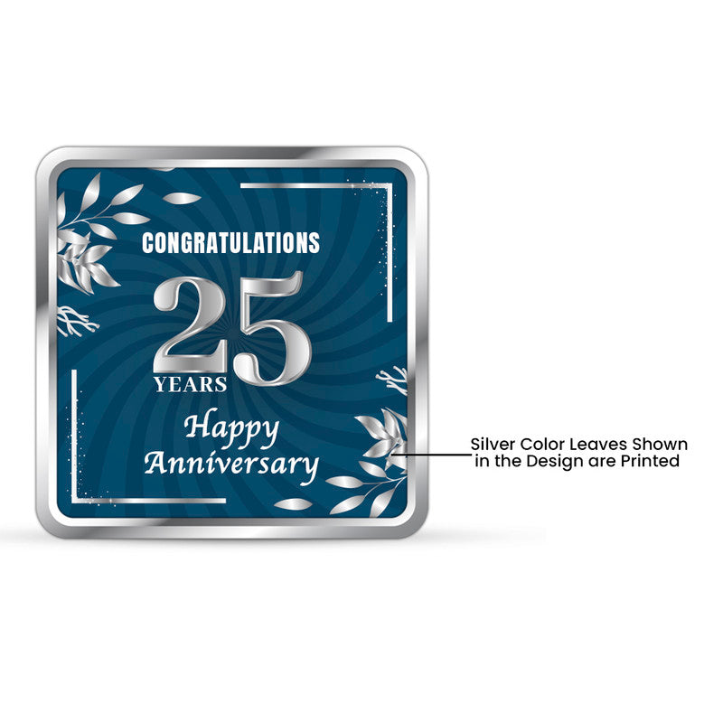 25th Anniversary Congratulation Silver Coin – Square Front Design Close-Up