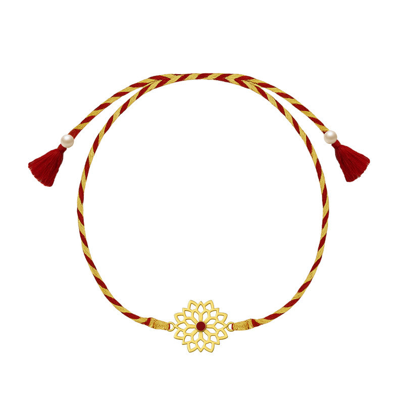 Silver elegant floral design Rakhi for brother – stylish floral Rakhi in silver