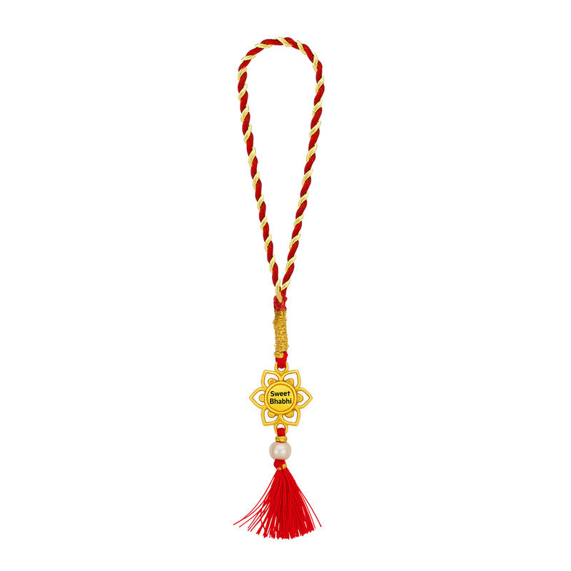 Silver Sweet Bhabhi Lumba Rakhi – graceful silver Rakhi for sister-in-law