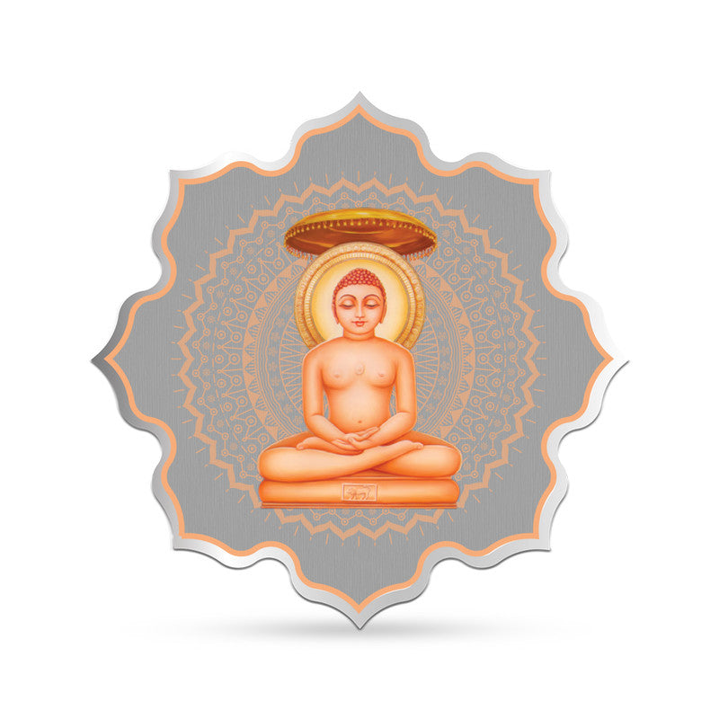 Mahavir Swami Ji 999 Pure Silver Coin Lotus Shape