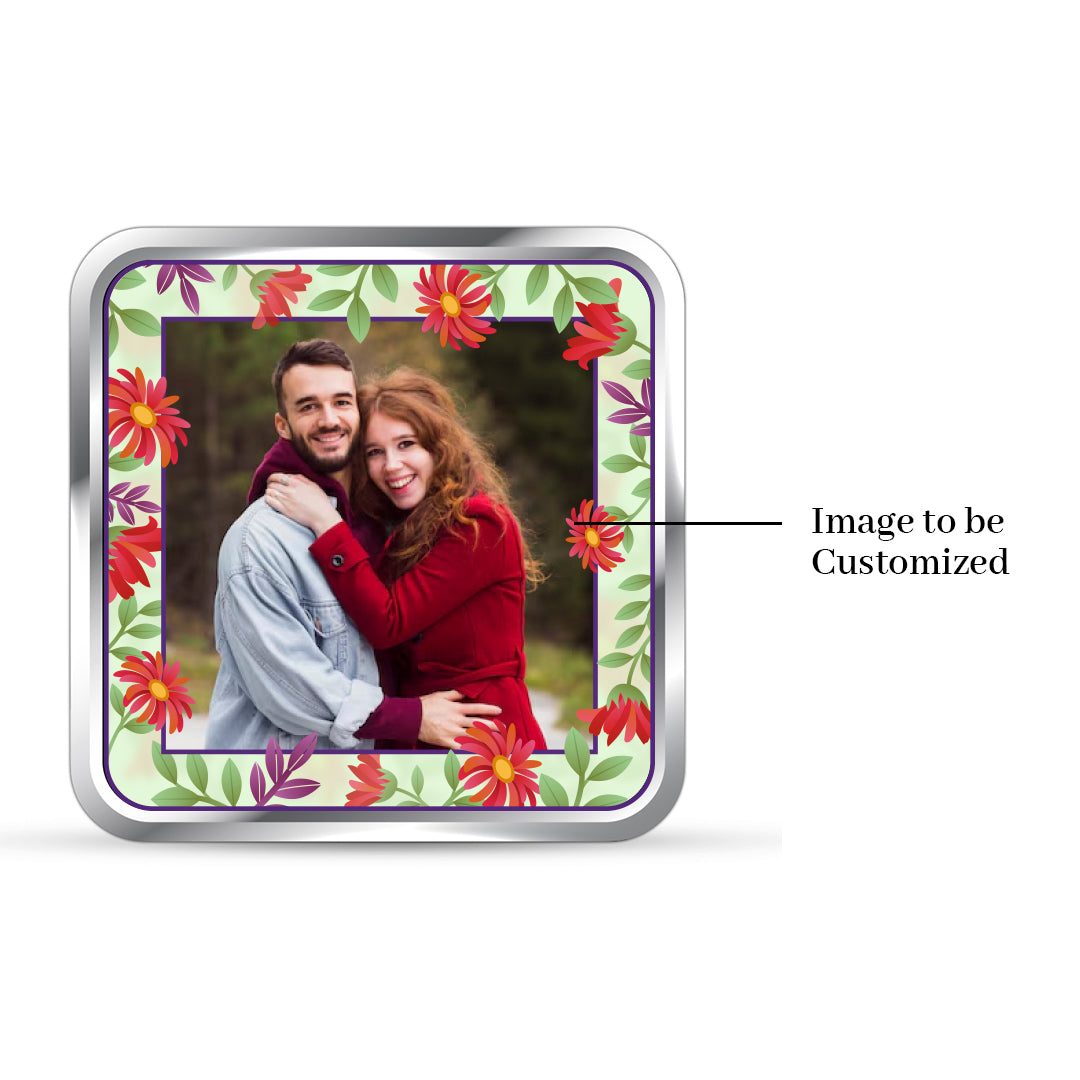 Custom Anniversary Unique Silver Coin – Personalized Square Front Design