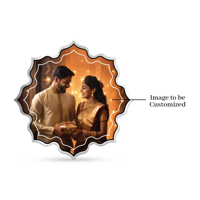 Personalized Karva Chauth Silver Coin – Lotus Theme Front Design