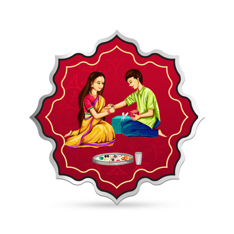 Rakhi Gift 999 Pure Silver Coin Brother Sister Design front