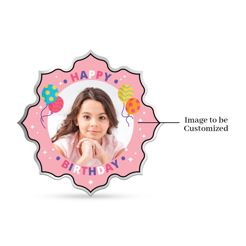 Lotus shape 999 silver coin with customised birthday photo