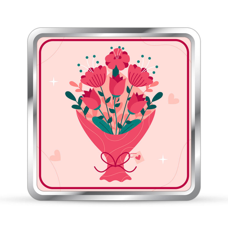 Square 999 silver coin with customised new office inauguration design.