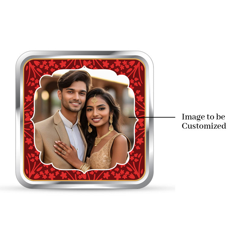 Custom 1st Anniversary Love Silver Coin – Personalized Square Front Design