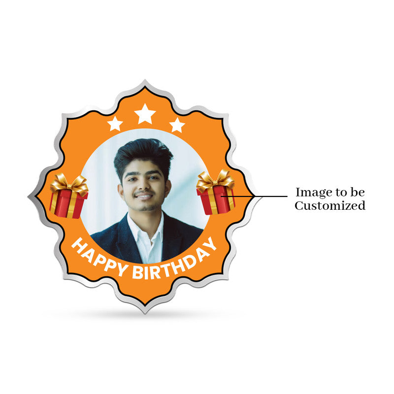 Lotus shape 999 silver coin with customised birthday wishes design.